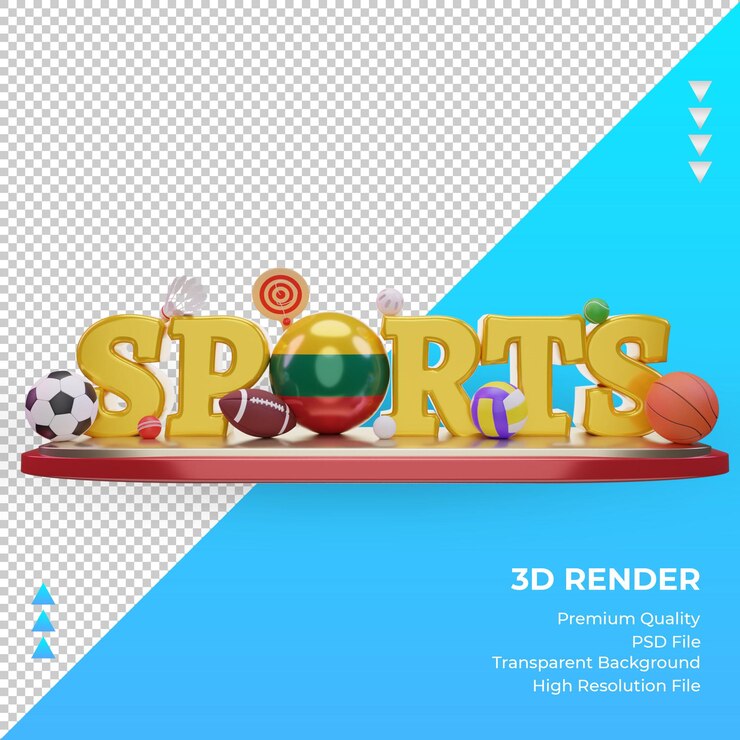 PSD 3d sports day lithuania flag rendering front view