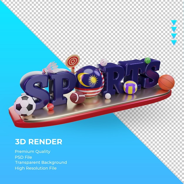 3d sport day malesia bandiera rendering vista a sinistra