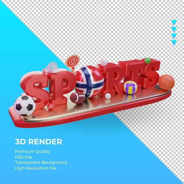 PSD 3d sports day norway flag rendering left view