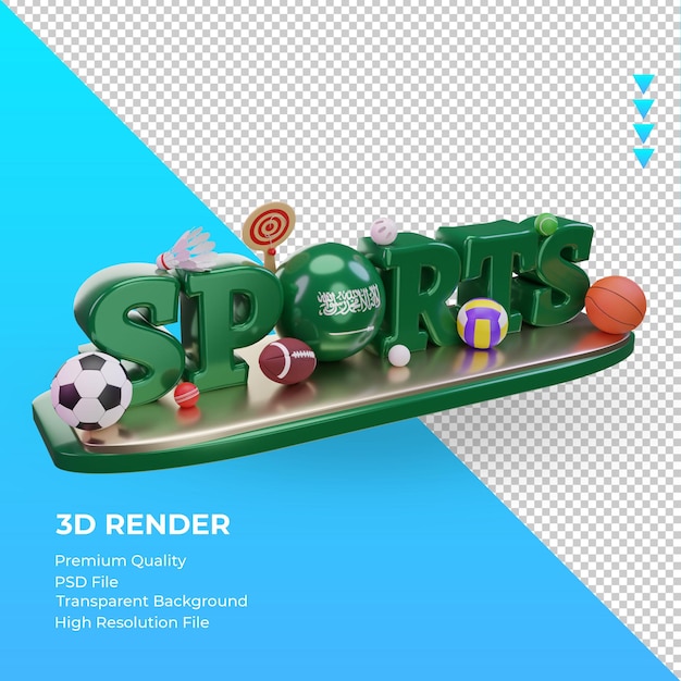 PSD 3 d スポーツの日サウジアラビア フラグ レンダリング左ビュー