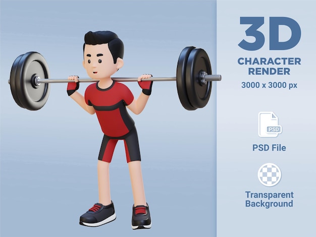 3d sportsman character building lower body strength with barbell squat workout