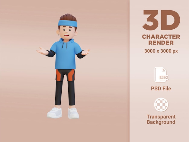 3d sportsman character performing heavy dumbbell raises