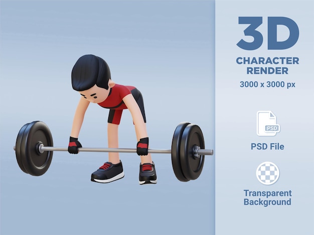 3d sportsman character sculpting back muscles with bent over row workout