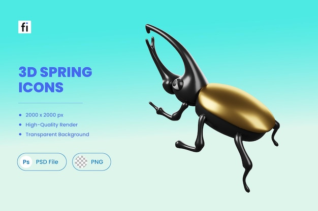 3d spring illustration beetle