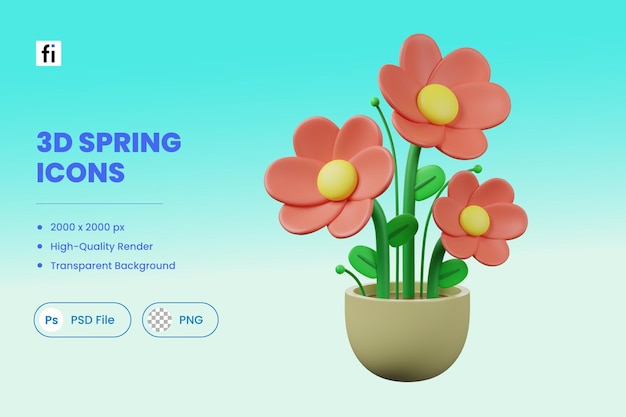 PSD 3d spring illustration flower