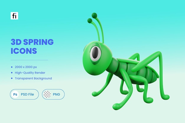 3d spring illustration grasshopper