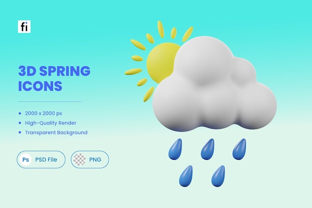 PSD 3d spring illustration rain