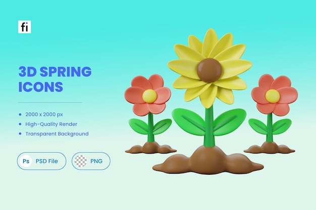 PSD 3d spring illustration spring