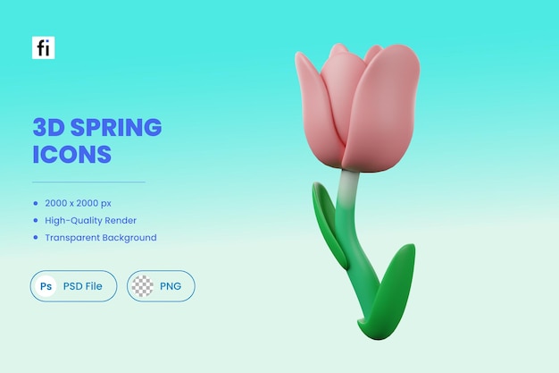 PSD 3d spring illustration tulip