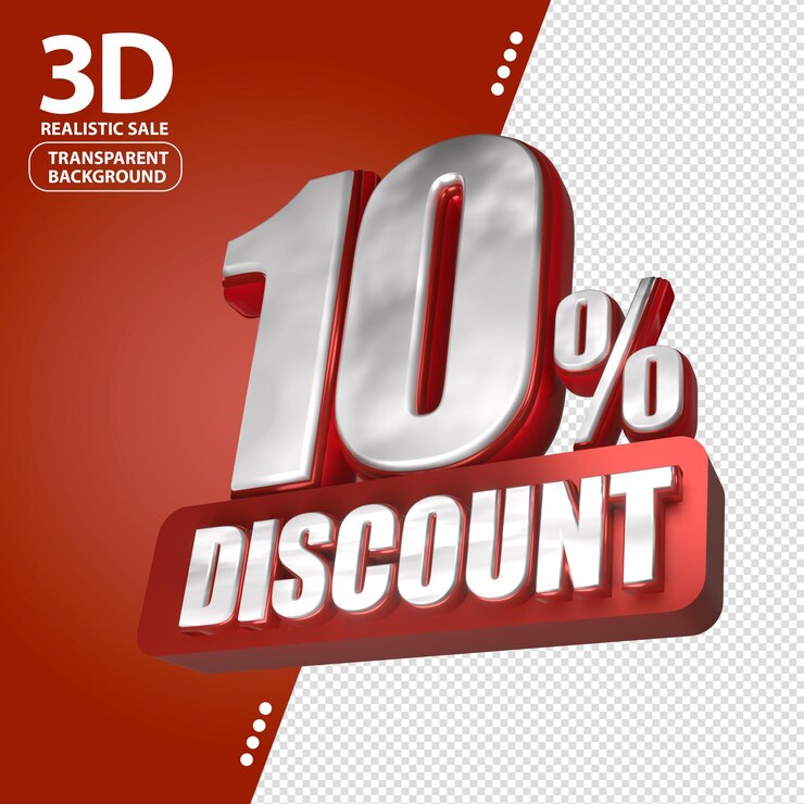 PSD 3d sprzedaż czerwona i biała zniżka cena tag dla kompozycji 10 procent niesamowite dla promocji produktu
