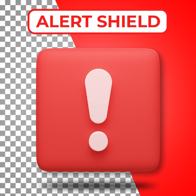 3d square red alert or error icon