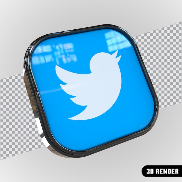 3d square with twitter logo