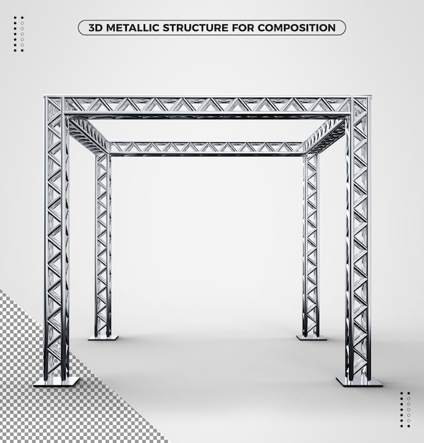 3d srebrna metaliczna struktura do kompozycji