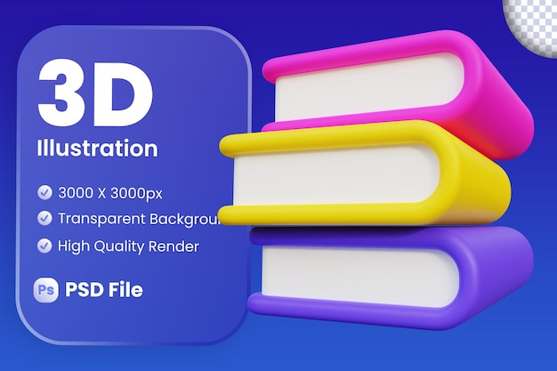 PSD 3d stack of books illustration