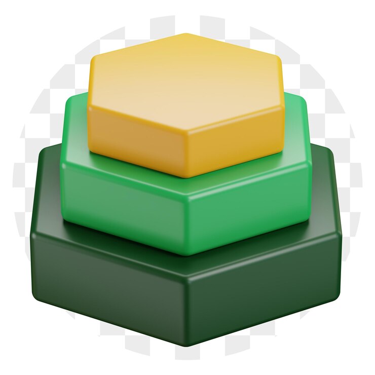 PSD 3d stacked hexagonal shapes