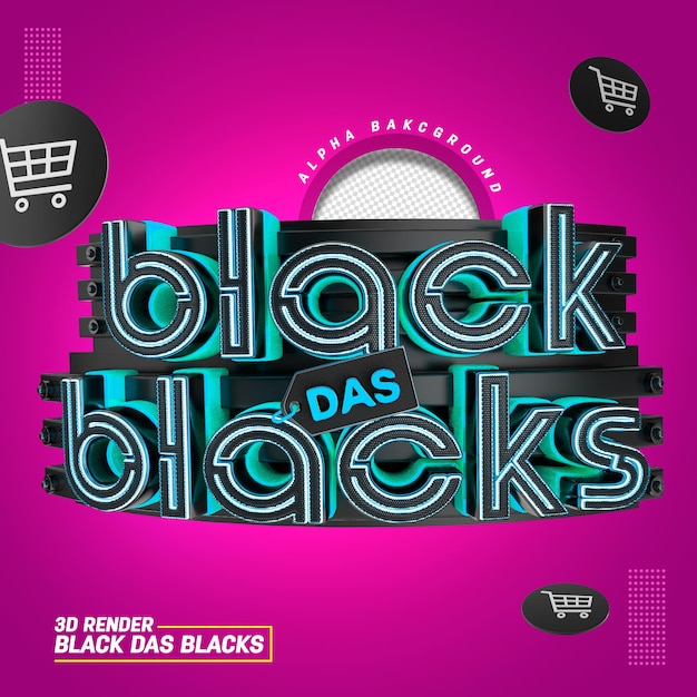 PSD timbro 3d per la composizione nera dei neri nelle vendite e nella promozione del prodotto
