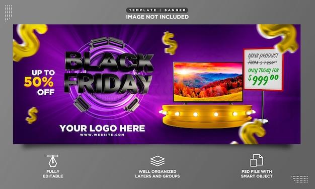 PSD 3d stamp for black friday retail sales composition