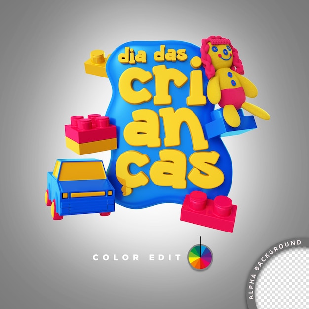 PSD 3d stamp element for psd composition for childrens day brazil sales