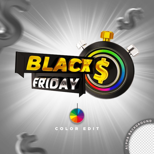 PSD timbro 3d per le vendite al dettaglio per la promozione del prodotto della composizione del black friday