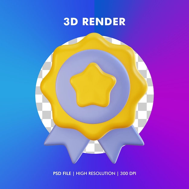 3d star badge illustration isolated