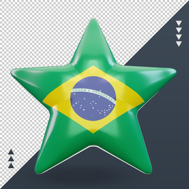 PSD 3d star bandiera brasile rendering vista frontale