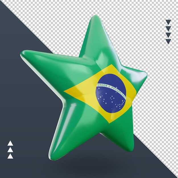 PSD 3d star bandiera brasile rendering vista a sinistra