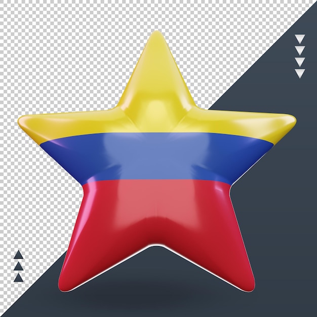 PSD 3d star bandiera colombia rendering vista frontale