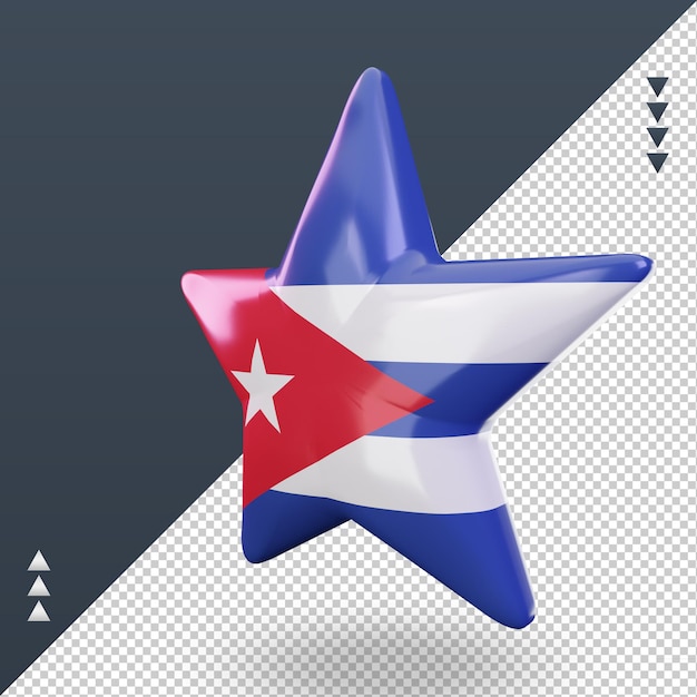 3d star cuba flag rendering right view