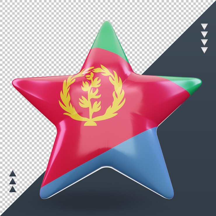 PSD 3d звезда флаг эритреи рендеринг вид спереди