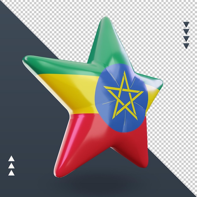 PSD 3d star bandiera etiopia rendering vista a sinistra