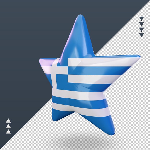 PSD 3d star greece flag rendering right view