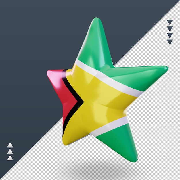 PSD 3d star bandiera della guyana rendering vista a destra