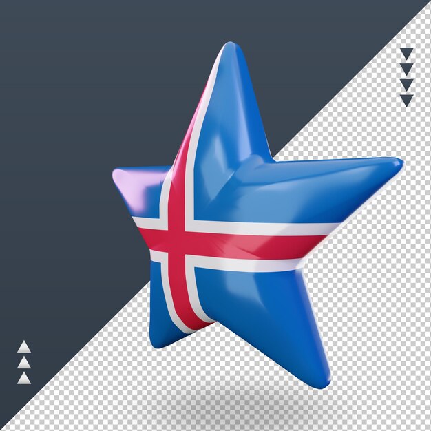 PSD 3d 스타 아이슬란드 국기 렌더링 오른쪽 보기
