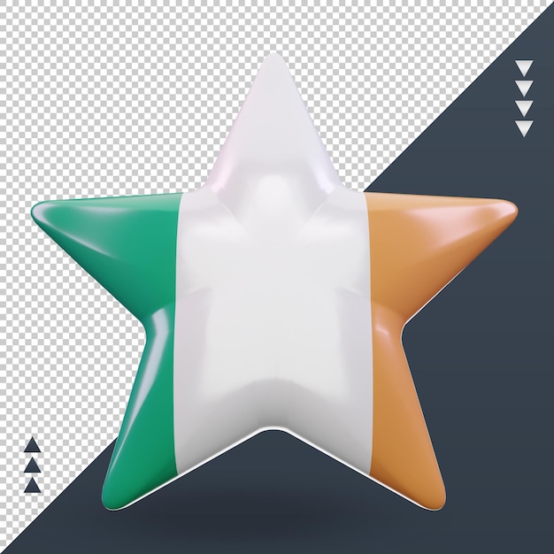 Vista frontale della rappresentazione della bandiera dell'irlanda della stella 3d