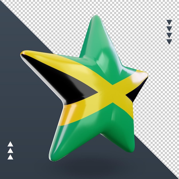 3d star bandiera giamaica rendering vista a sinistra