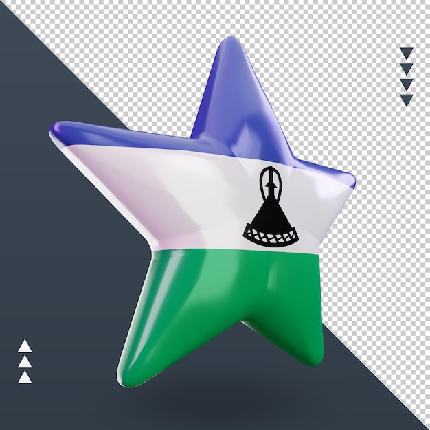 PSD 3d star lesotho flag rendering left view