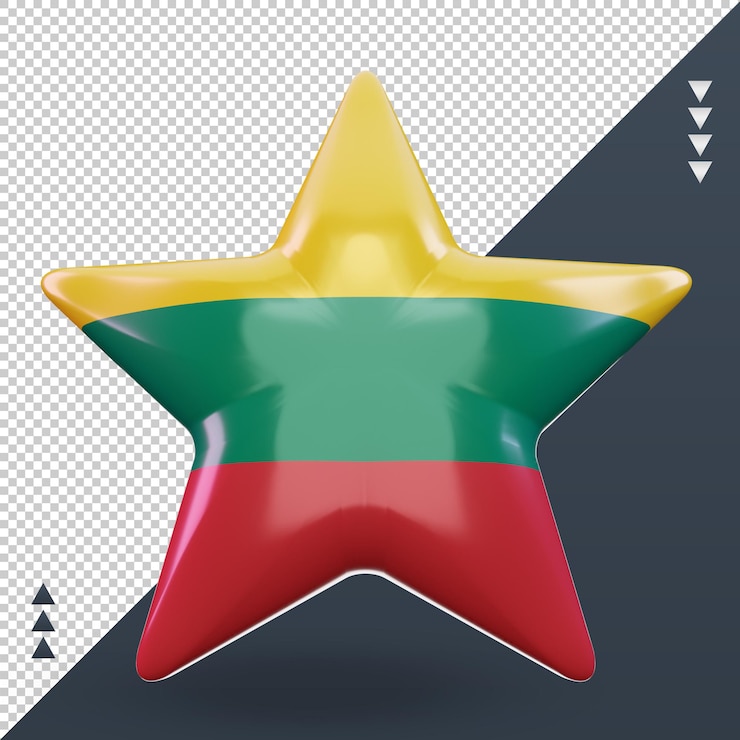 PSD 3d звезда флаг литвы рендеринга вид спереди