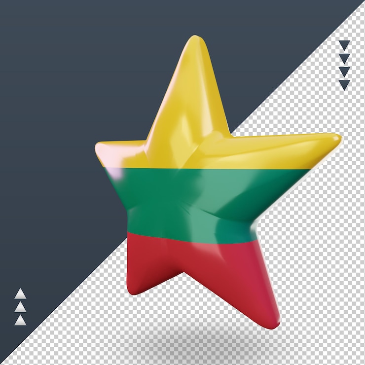 PSD 3d звезда флаг литвы рендеринга правый вид