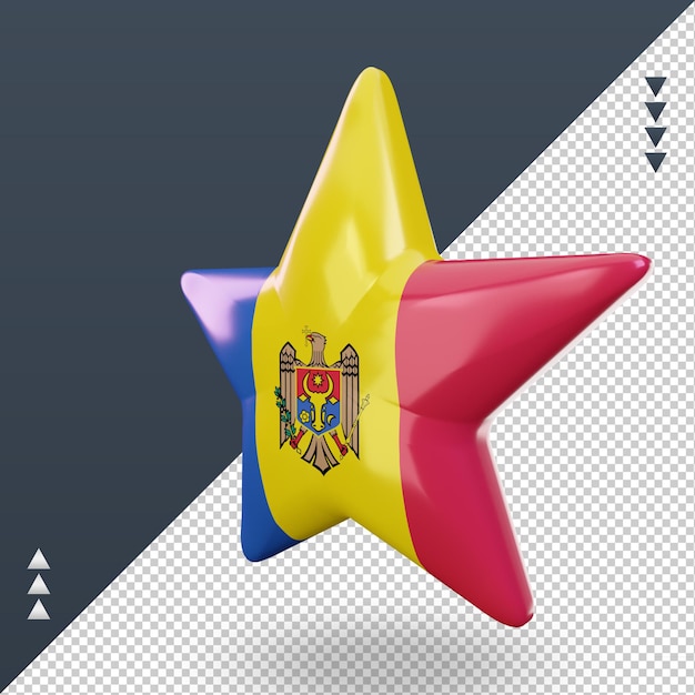 3d star moldova flag rendering right view