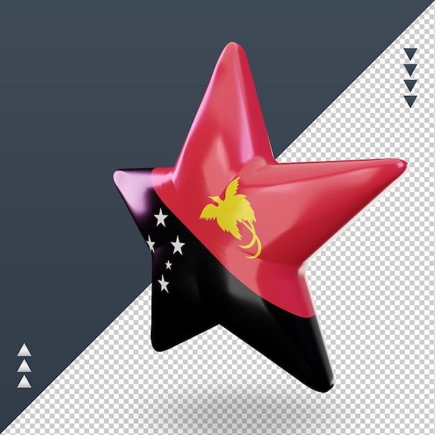 3d star papua new guinea flag rendering right view