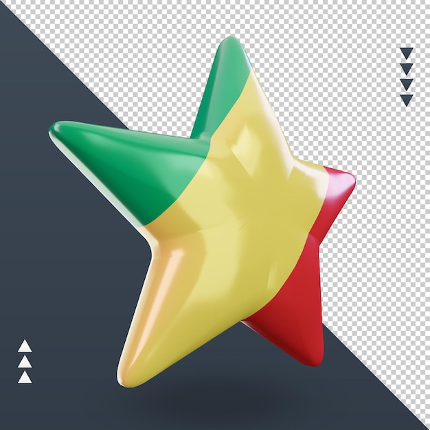 PSD 3d star republic congo flag rendering left view