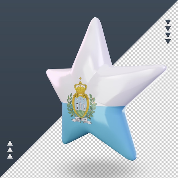 PSD 3d star bandiera sammarinese rendering vista a destra