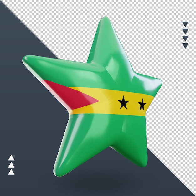 PSD 3d star sao tome and principe flag rendering left view