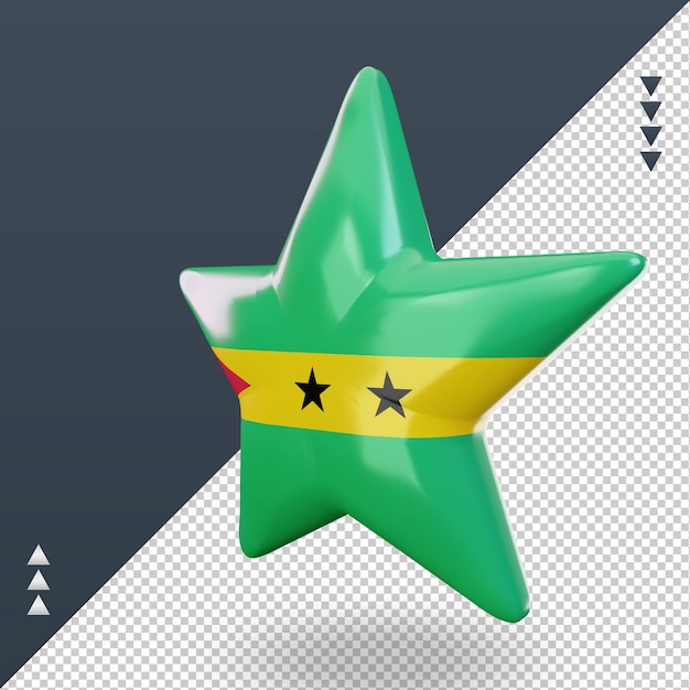 PSD 3d star bandiera sao tome e principe rendering vista a destra