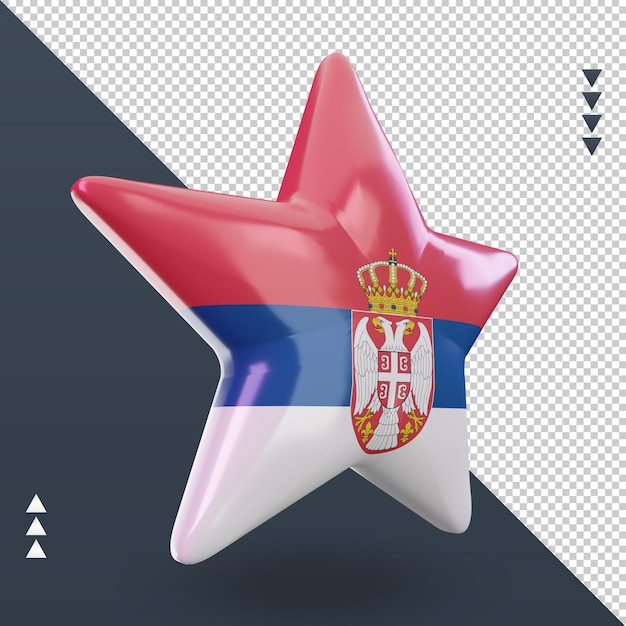 PSD rendering 3d della bandiera della serbia della stella vista a sinistra