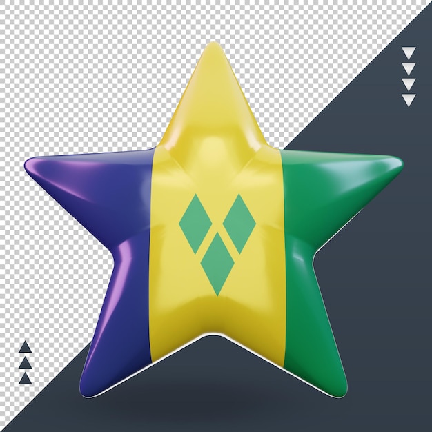 PSD 3d star st vincent and the grenadines flag rendering front view