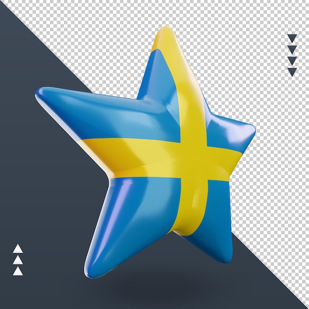 PSD 3d star bandiera svezia rendering vista a sinistra