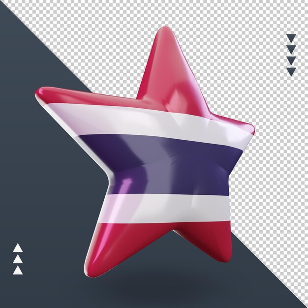 PSD 3d star bandiera thailandia rendering vista a sinistra