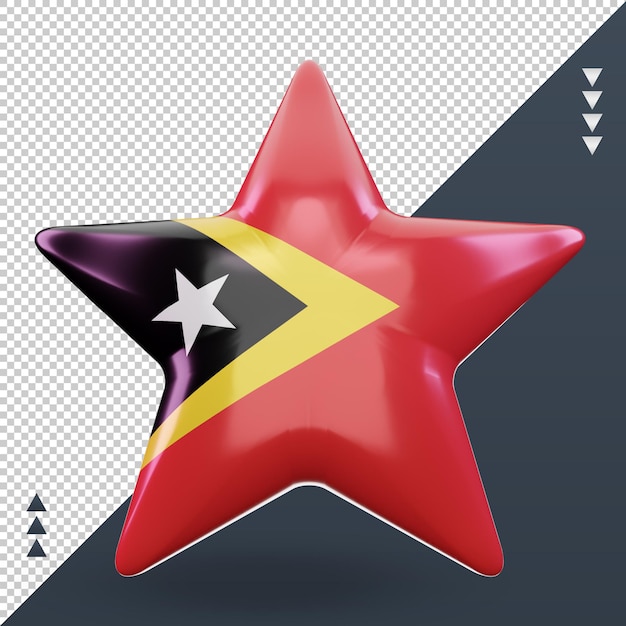 PSD vista frontale del rendering della bandiera di timor est della stella 3d