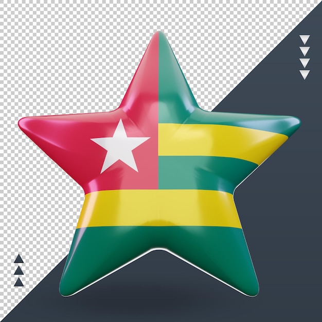 PSD vista frontale della rappresentazione della bandiera del togo della stella 3d